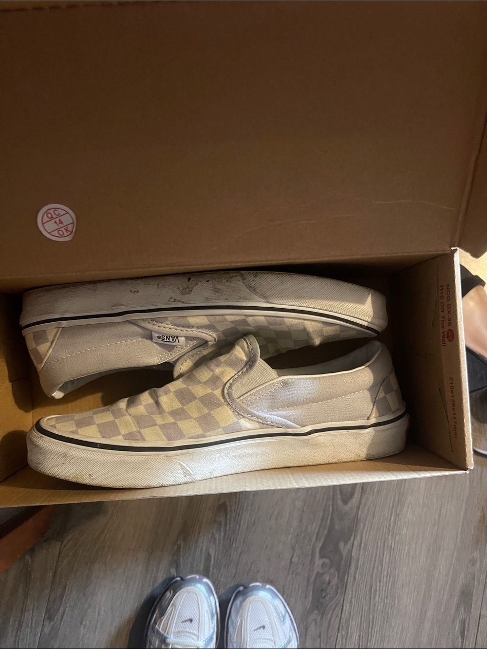 Vans Slip-On Checkerboard Sneakers - Cream/Tan
